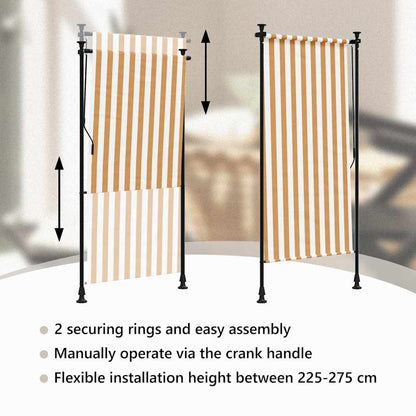 Außenrollo Orange und Weiß 120x270 cm Stoff und Stahl