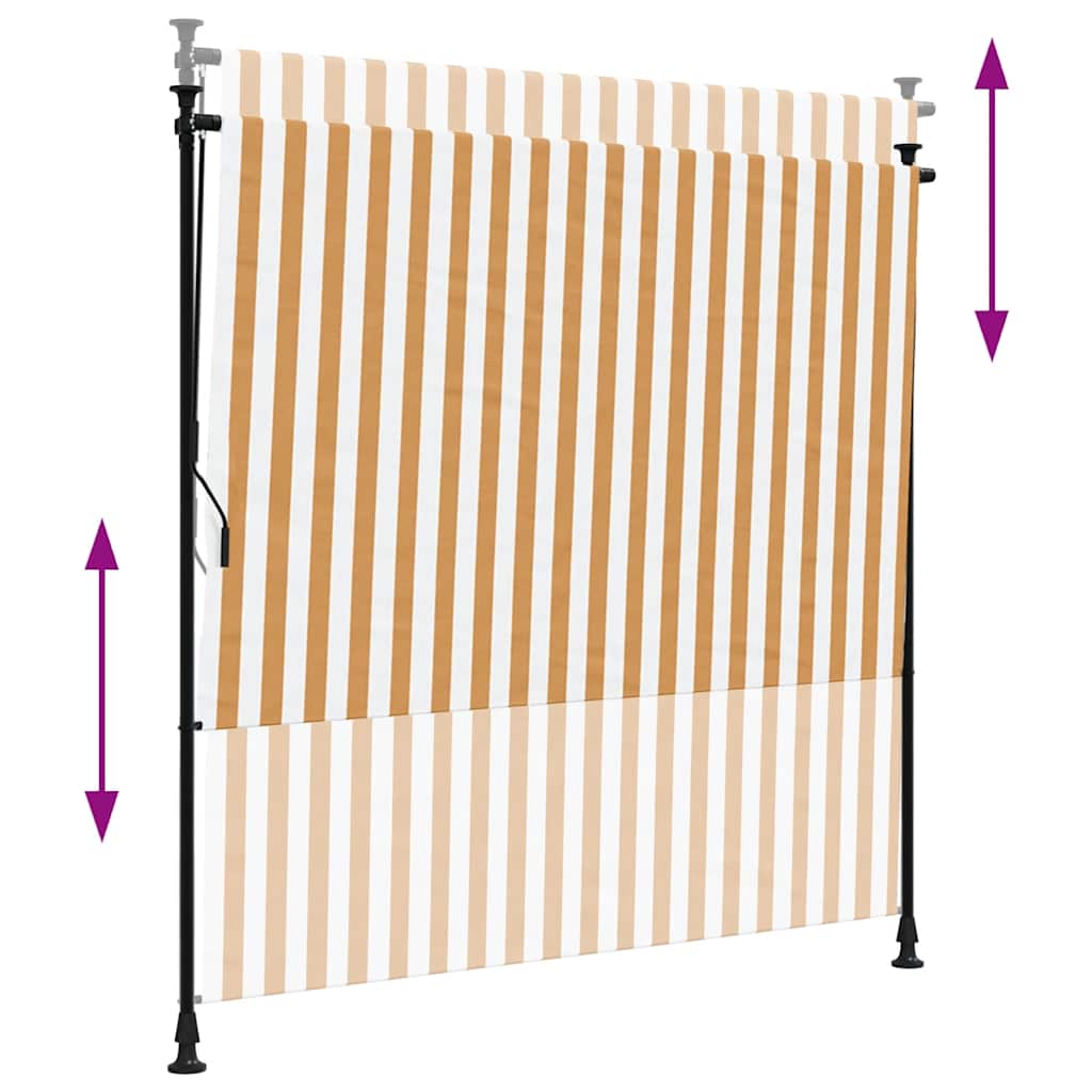 Außenrollo Orange und Weiß 150x270 cm Stoff und Stahl
