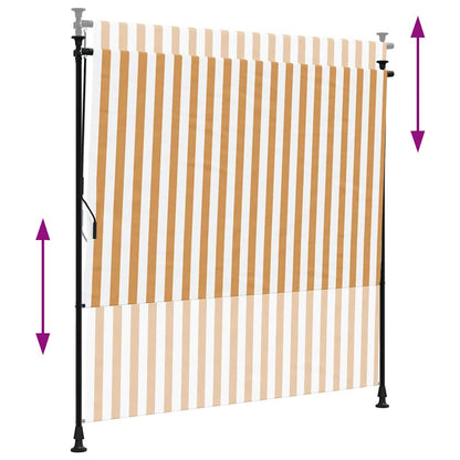 Außenrollo Orange und Weiß 150x270 cm Stoff und Stahl