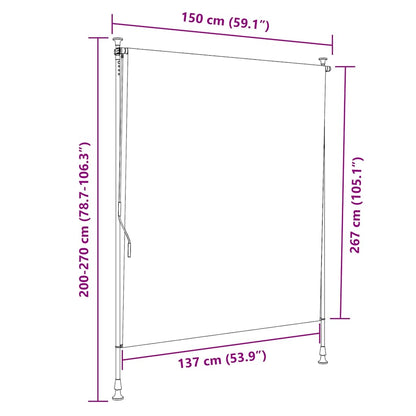 Außenrollo Orange und Weiß 150x270 cm Stoff und Stahl