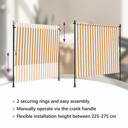 Außenrollo Orange und Weiß 150x270 cm Stoff und Stahl