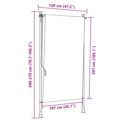 Außenrollo Gelb und Weiß 120x270 cm Stoff und Stahl