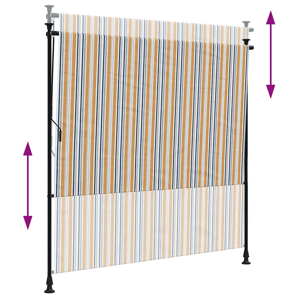 Außenrollo Gelb und Weiß 150x270 cm Stoff und Stahl