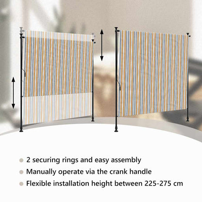 Außenrollo Gelb und Weiß 150x270 cm Stoff und Stahl