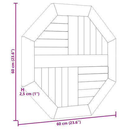Tischplatte 60x60x2,5 cm Achteckig Massivholz Teak