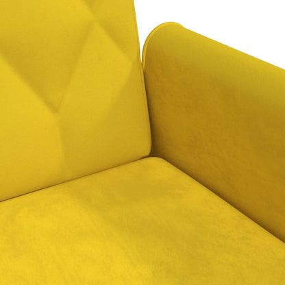 Schlafsofa 2-Sitzer mit Kissen und Fußhocker Gelb Samt