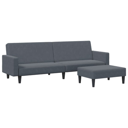 2-personers sovesofa med fodskammel mørkegrå fløjl