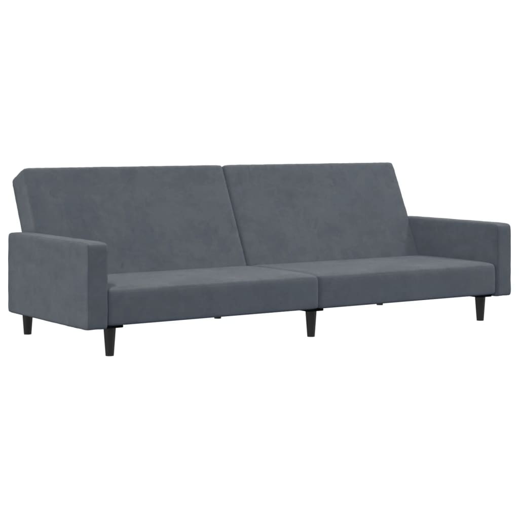 2-personers sovesofa med fodskammel mørkegrå fløjl