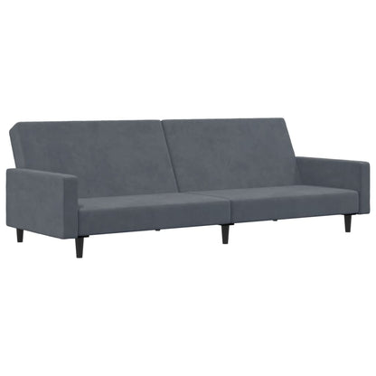 2-personers sovesofa med fodskammel mørkegrå fløjl