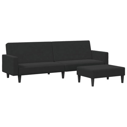 2-personers sovesofa med fodskammel sort fløjl