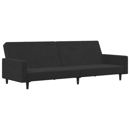 2-personers sovesofa med fodskammel sort fløjl