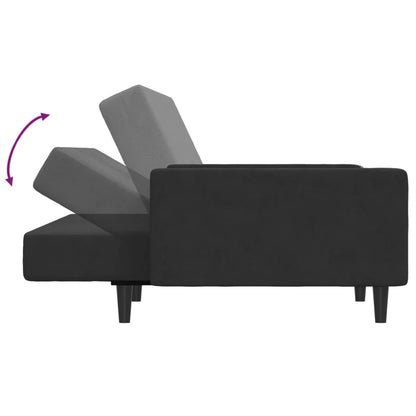 2-personers sovesofa med fodskammel sort fløjl