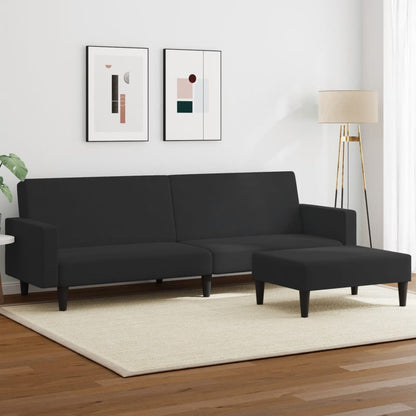 2-personers sovesofa med fodskammel sort fløjl