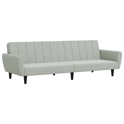 2-personers sovesofa med fodskammel lysegrå fløjl