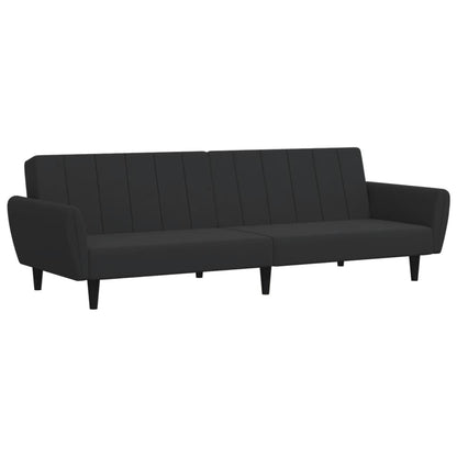 Schlafsofa 2-Sitzer mit Fußhocker Schwarz Samt