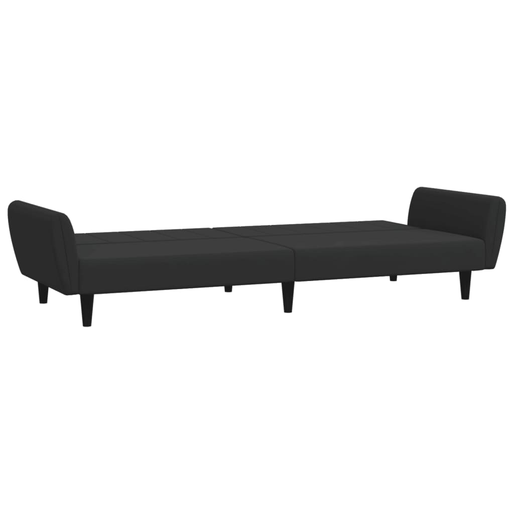 Schlafsofa 2-Sitzer mit Fußhocker Schwarz Samt