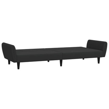 Schlafsofa 2-Sitzer mit Fußhocker Schwarz Samt