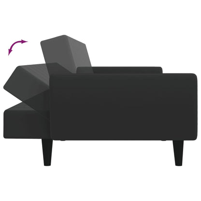 Schlafsofa 2-Sitzer mit Fußhocker Schwarz Samt