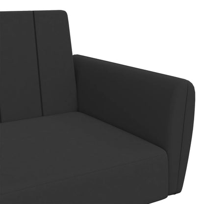 Schlafsofa 2-Sitzer mit Fußhocker Schwarz Samt