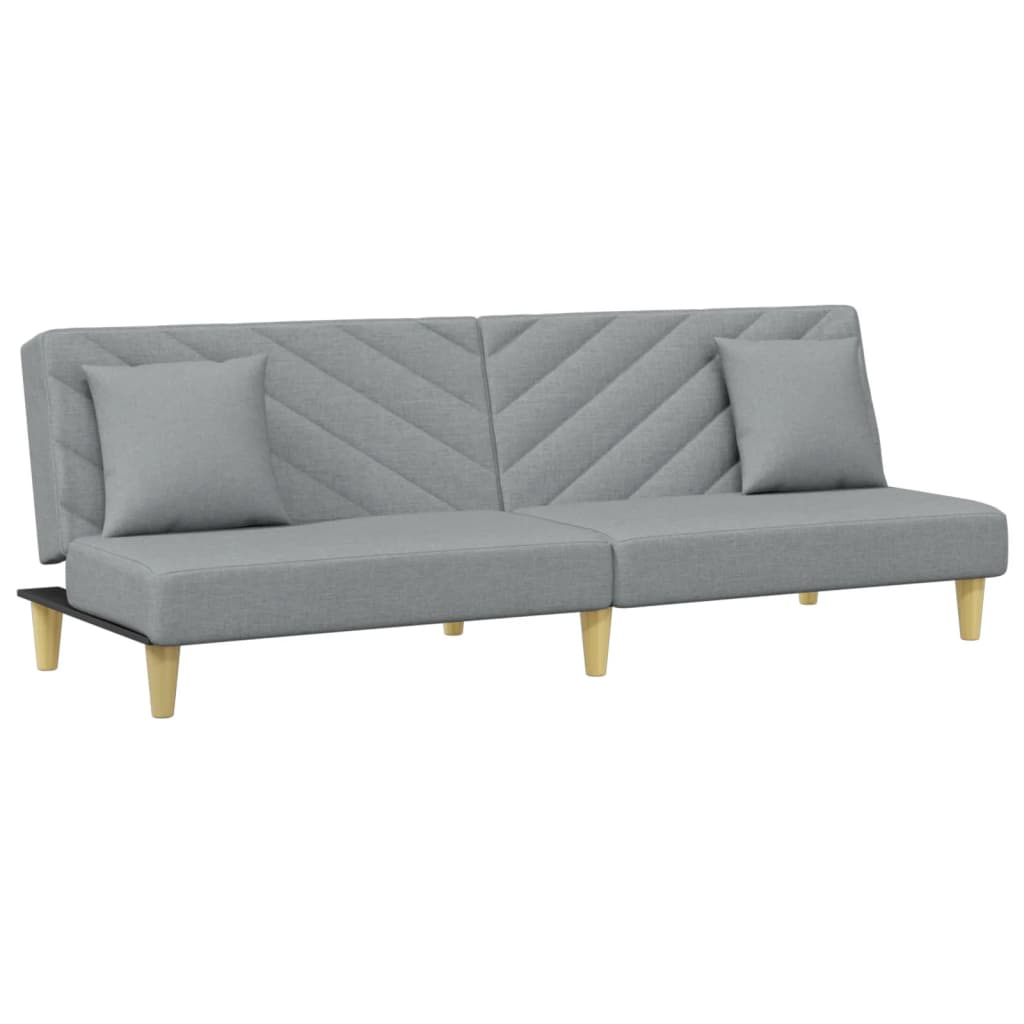 Sovesofa 2-personers med hynder og fodskammel lysegråt stof