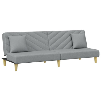 Sovesofa 2-personers med hynder og fodskammel lysegråt stof
