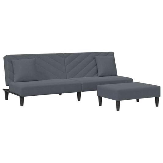 2-delt Sofasæt med hynder mørkegrå fløjl
