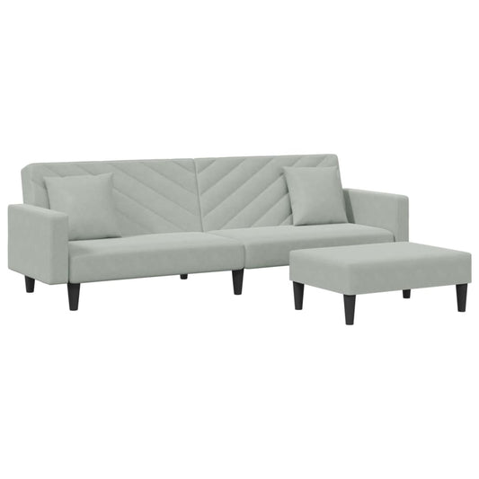 2-delt Sofasæt med puder lysegrå fløjl