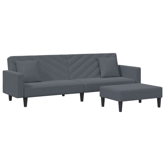 2-delt Sofasæt med hynder mørkegrå fløjl