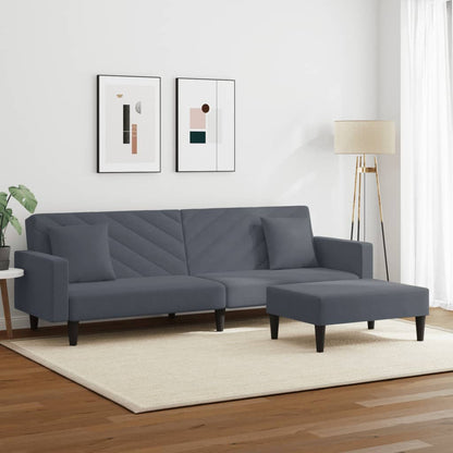 2-delt Sofasæt med hynder mørkegrå fløjl