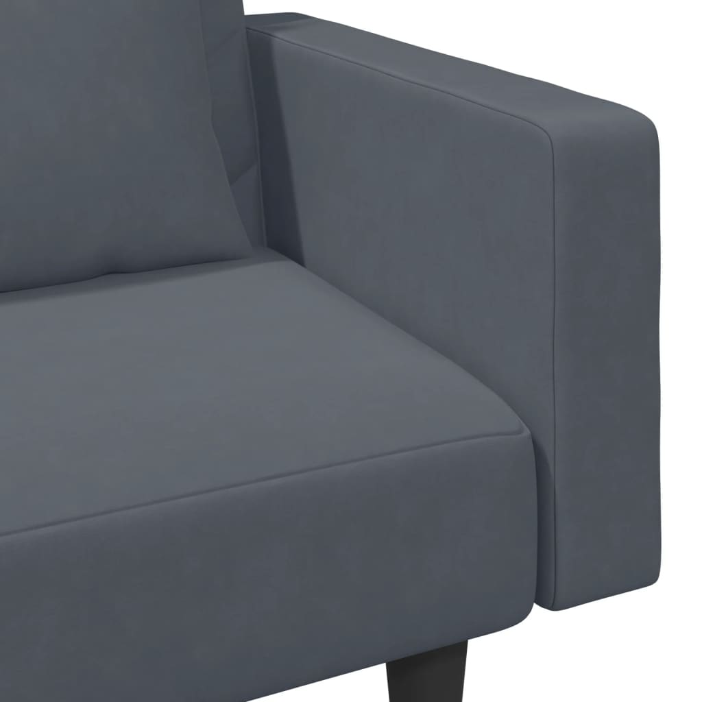 2-delt Sofasæt med hynder mørkegrå fløjl