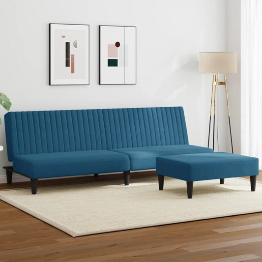 2-delt Blue Velvet sofasæt