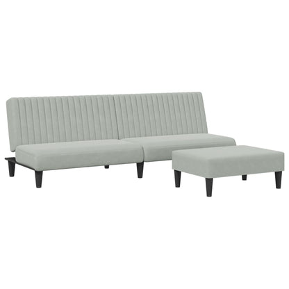 2-delt Sofasæt lysegrå fløjl