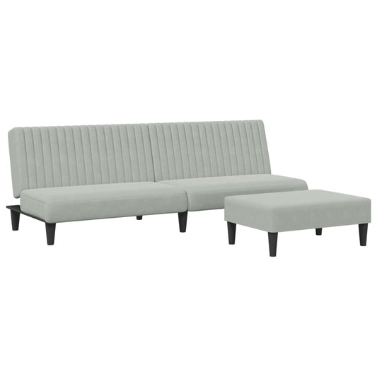 2-delt Sofasæt lysegrå fløjl