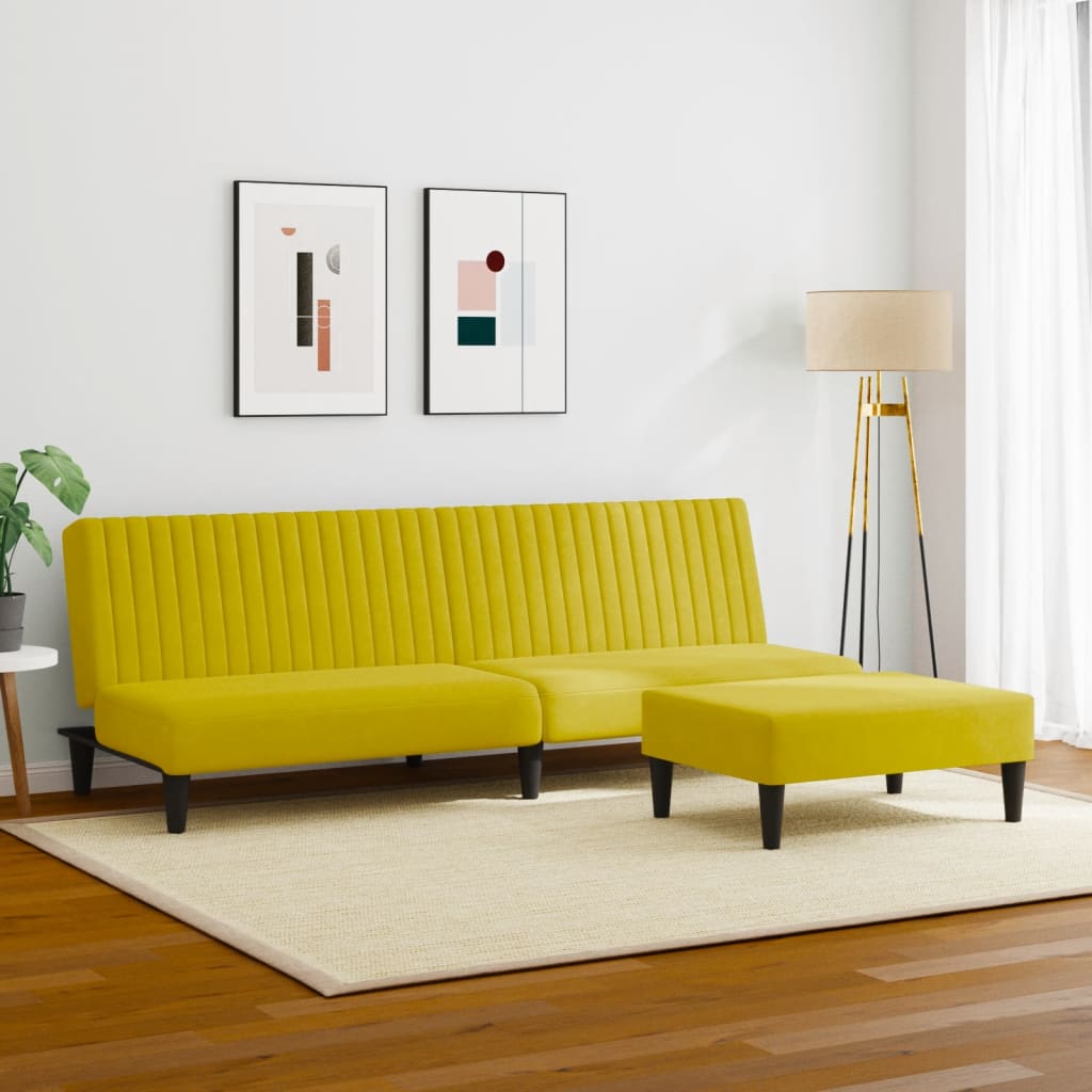 2-delt sofasæt gult fløjl