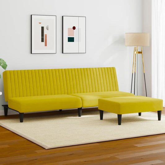 2-delt sofasæt gult fløjl