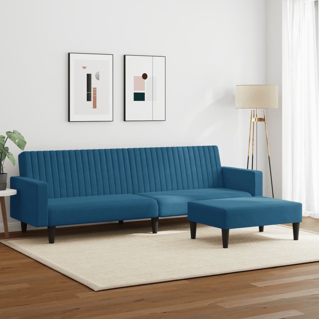 2-delt Blue Velvet sofasæt