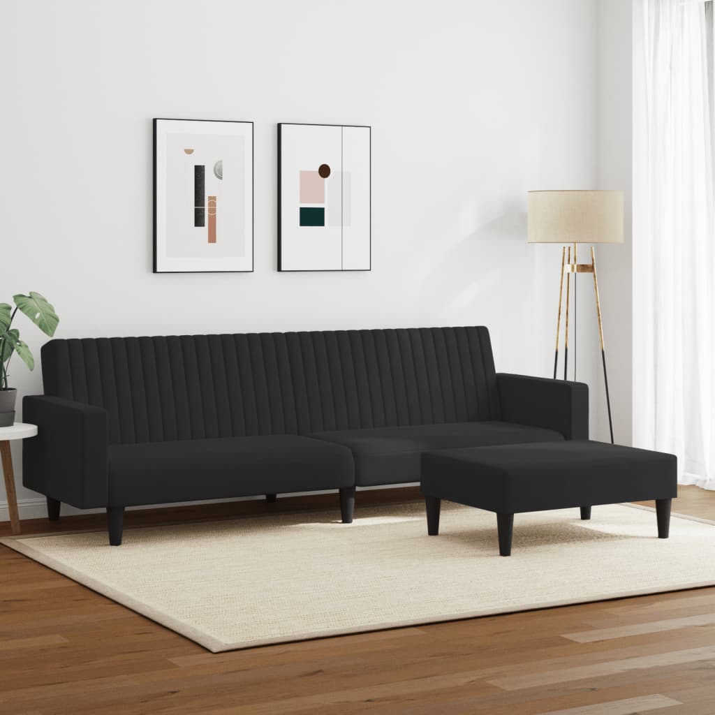 2-delt Sofasæt i sort fløjl