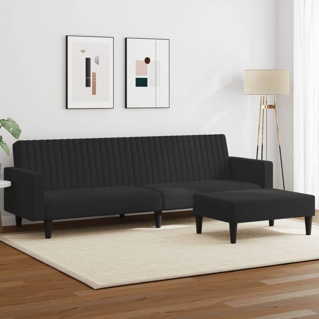2-delt Sofasæt i sort fløjl