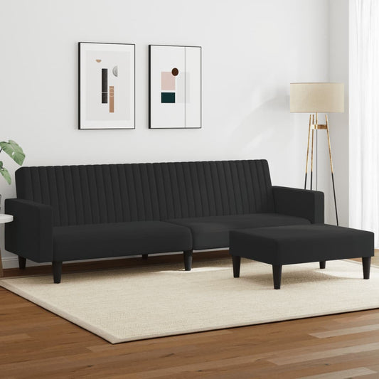 2-delt Sofasæt i sort fløjl