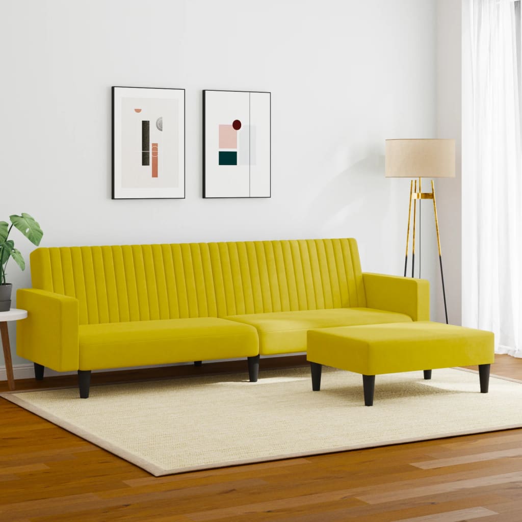 2-delt sofasæt gult fløjl