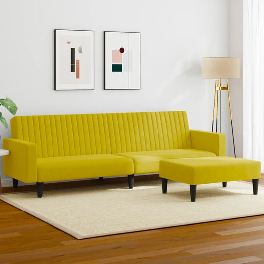 2-delt sofasæt gult fløjl