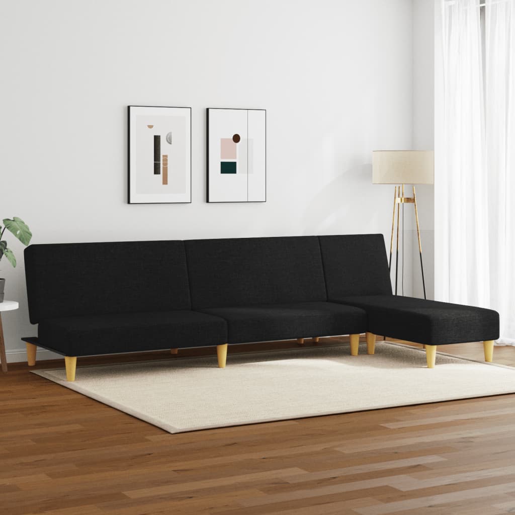 2-delt Sofasæt sort stof