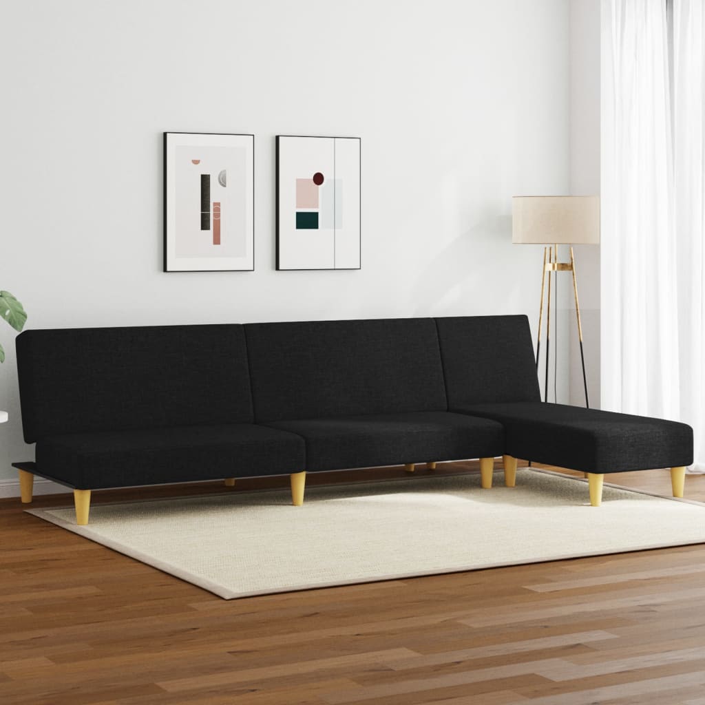 2-delt Sofasæt sort stof