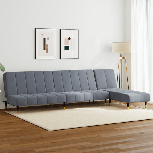 2-delt Sofasæt mørkegrå fløjl