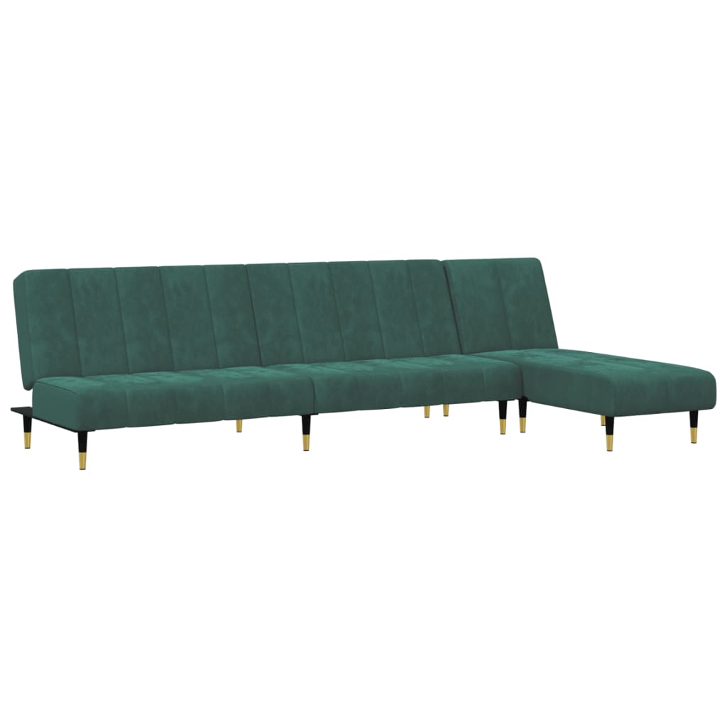 2-delt Sofasæt mørkegrøn fløjl