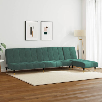 2-delt Sofasæt mørkegrøn fløjl