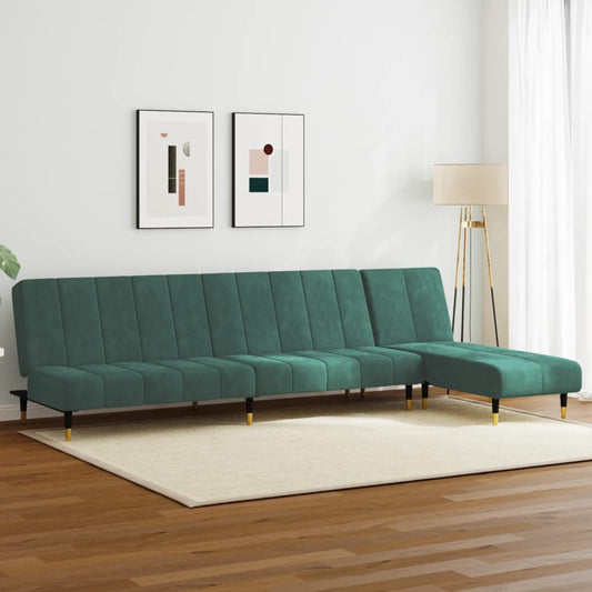 2-delt Sofasæt mørkegrøn fløjl