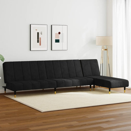 2-delt Sofasæt i sort fløjl