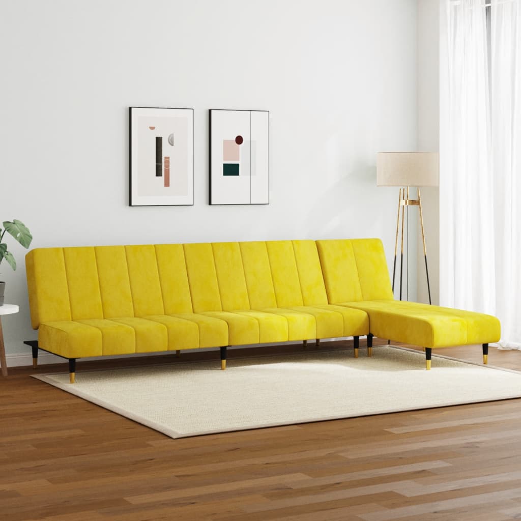 2-delt sofasæt gult fløjl