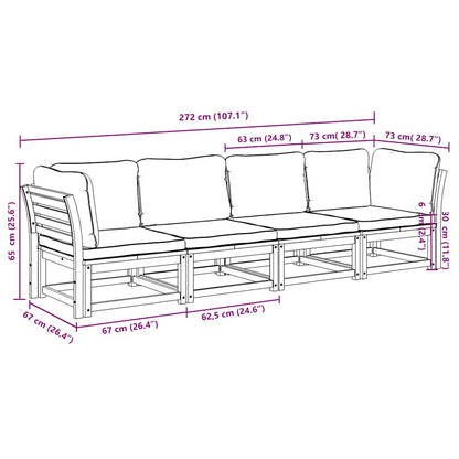 4-tlg. Garten-Lounge-Set mit Kissen Massivholz Akazie